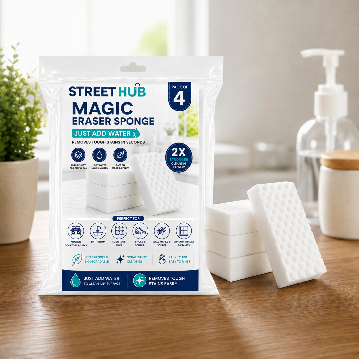 🧽 Street Hub Magic Eraser Sponge – Pack of 4