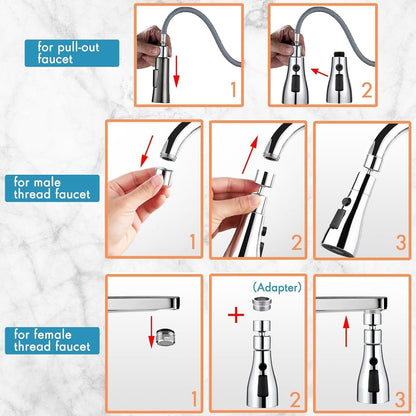 Flexible Tap Extension for Kitchen Sink, 360° Rotating Kitchen Sink Tap