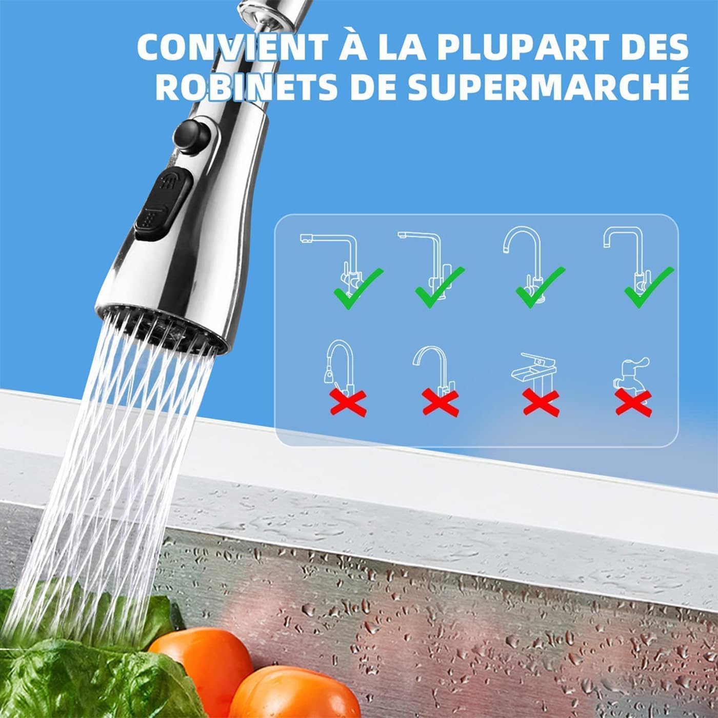 Flexible Tap Extension for Kitchen Sink, 360° Rotating Kitchen Sink Tap